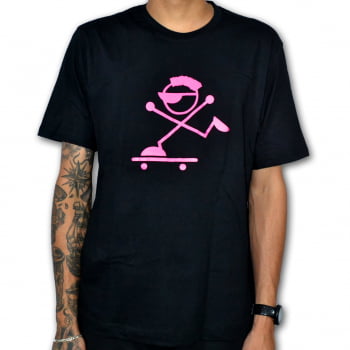 Camiseta Oxi Preta Logo Pink